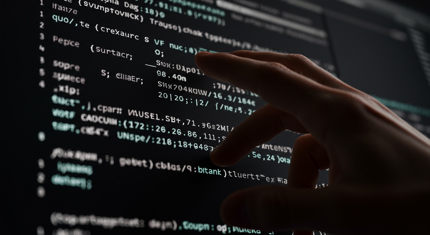 A macro shot of a hand hovering over a terminal window, where a complex script is generating randomized data. The screen displays a cascade of numbers and characters, suggesting high-volume data generation. The lighting is sharp and analytical, focusing on the details of the command line interface. Futuristic, data science aesthetic, 4K.